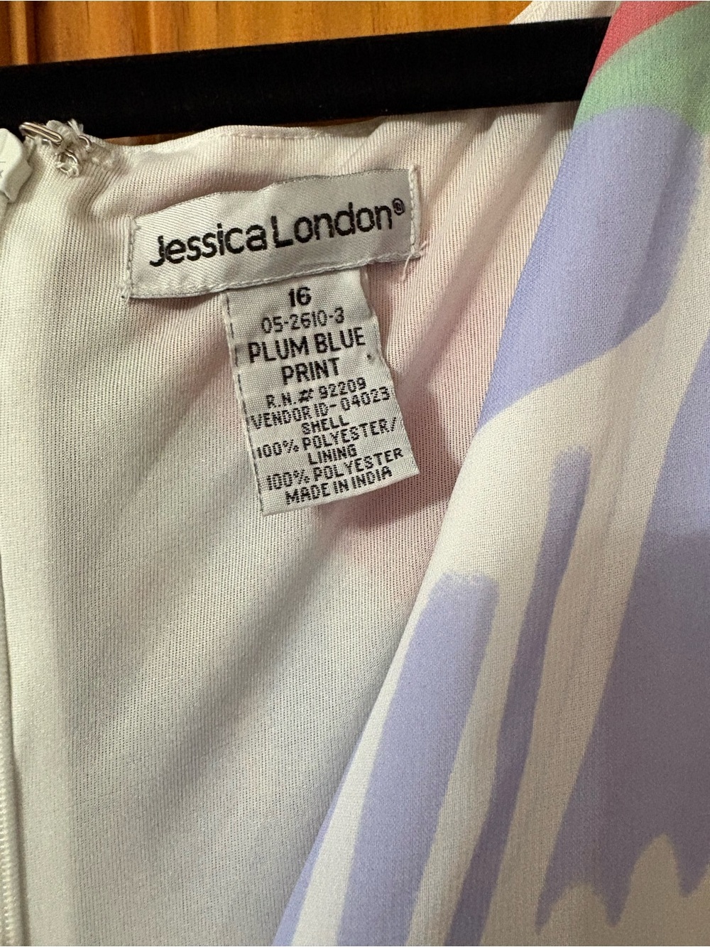 Vintage Jessica London Plum Blue Pastel Watercolor Print Maxi Dress, Size 16 - Picture 5 of 6